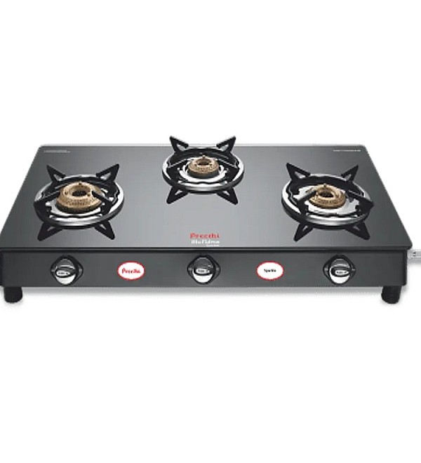 Preethi Blue Flame Sparkle 3 Burner Glass Top Gas Stove